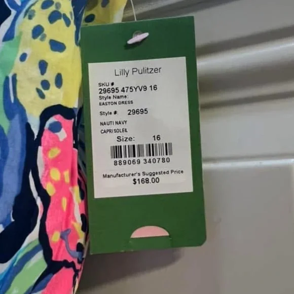 Lilly Pulitzer Easton Dress - Capri Soleli Size 16 - Picture 4 of 4